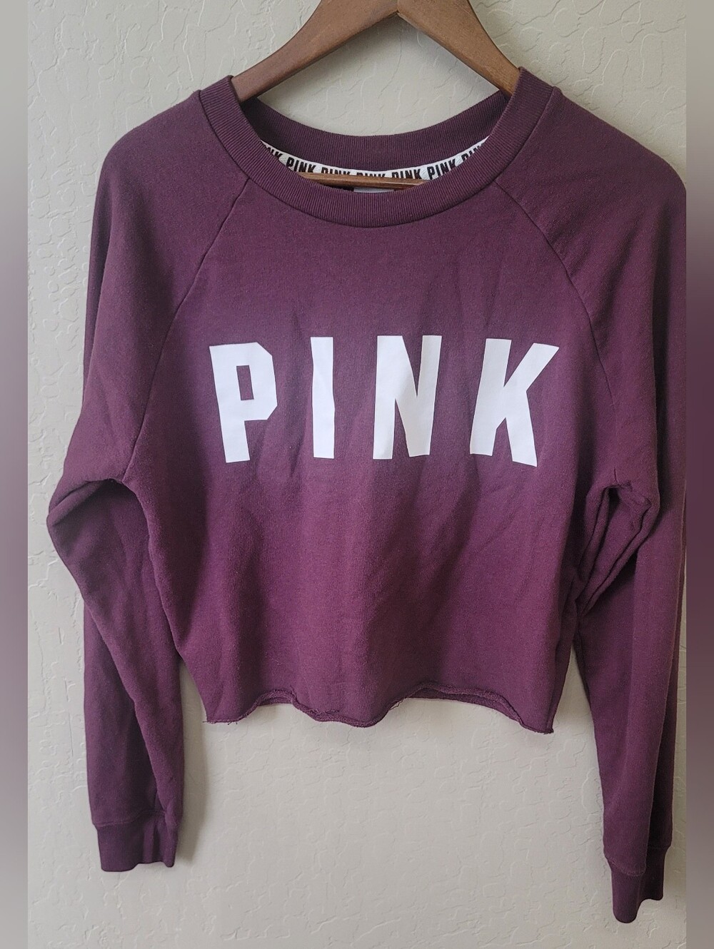 PINK Victoria's Secret Cropped Sweatshirt with White Logo SMALL